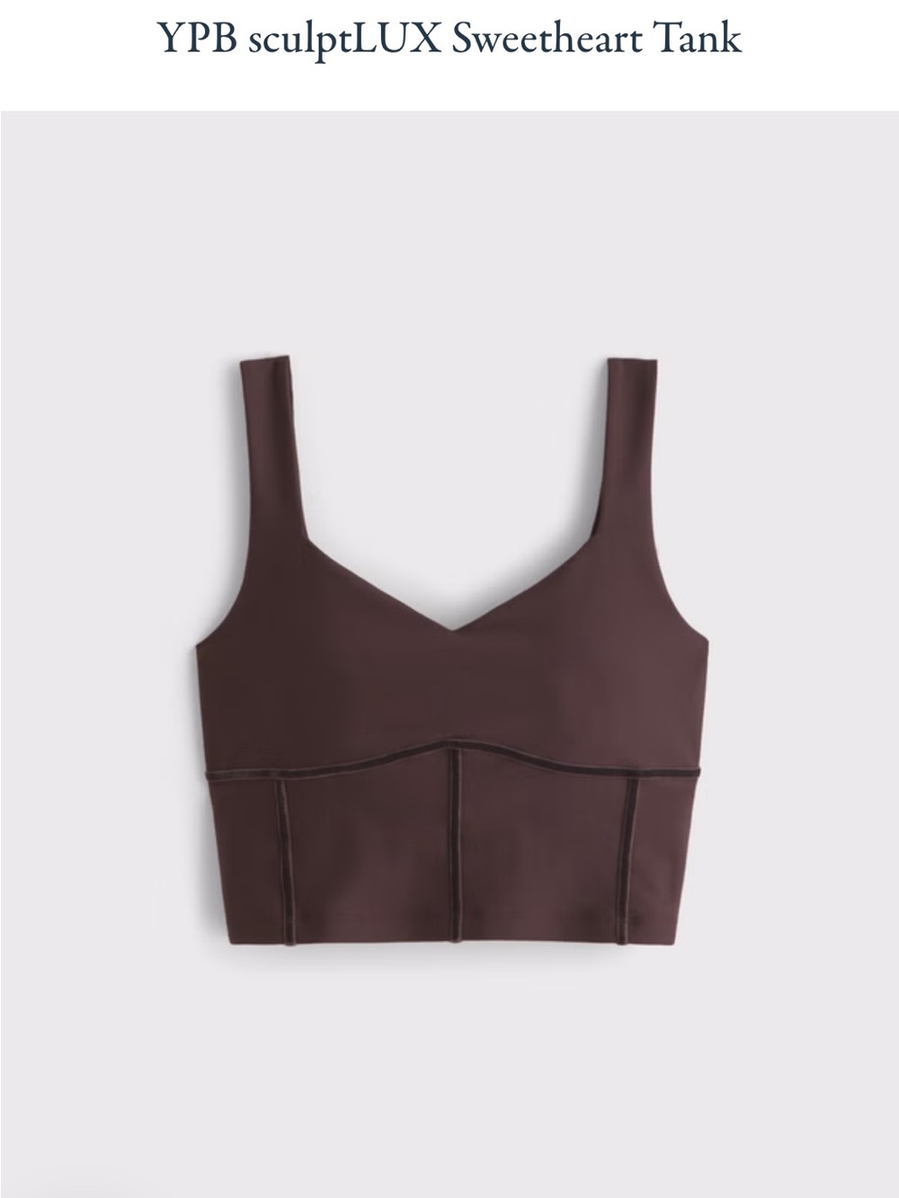 YPB sculptLUX Sweetheart Tank Sports Bra — Chocolate Brown